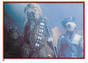 1983 Topps Star Wars: Return of the Jedi Album Stickers #52 Chewbacca and Leia as bounty hunter Front