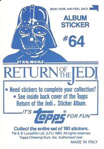 1983 Topps Star Wars: Return of the Jedi Album Stickers #64 Sly's band art Back