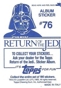 1983 Topps Star Wars: Return of the Jedi Album Stickers #76 Slave Leia and Jabba Back