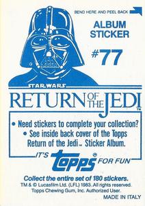 1983 Topps Star Wars: Return of the Jedi Album Stickers #77 Slave Leia and Jabba Back