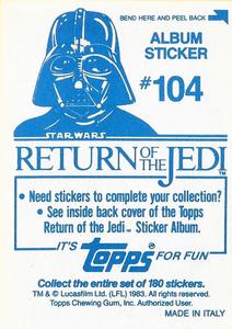 1983 Topps Star Wars: Return of the Jedi Album Stickers #104 Yoda Back