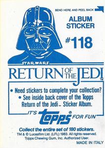 1983 Topps Star Wars: Return of the Jedi Album Stickers #118 Stormtrooper fired upon Back