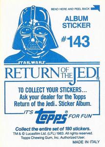 1983 Topps Star Wars: Return of the Jedi Album Stickers #143 Stormtrooper on speeder Back