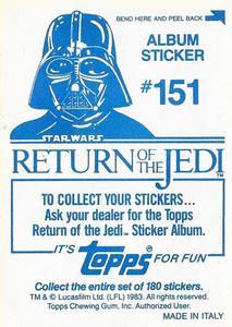 1983 Topps Star Wars: Return of the Jedi Album Stickers #151 Leia and Han captured Back