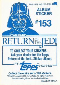 1983 Topps Star Wars: Return of the Jedi Album Stickers #153 Firing on droids and Ewok Back