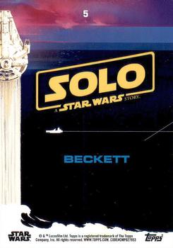 2018 Topps Solo: A Star Wars Story #5 Beckett Back