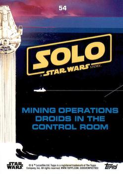 2018 Topps Solo: A Star Wars Story #54 Mining Operations Droids in the Control Room Back