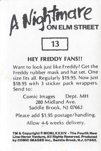 1984 Comic Images A Nightmare on Elm Street Stickers #13 Freddy Krueger Back