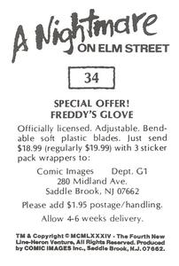 1984 Comic Images A Nightmare on Elm Street Stickers #34 Freddy Krueger Back