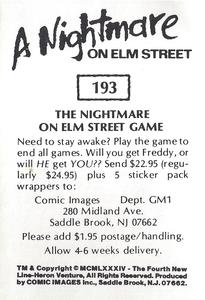 1984 Comic Images A Nightmare on Elm Street Stickers #193 Freddy Krueger Back