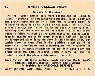 1941 Gum Inc. Uncle Sam (R157) #42 Stunts in Combat Back