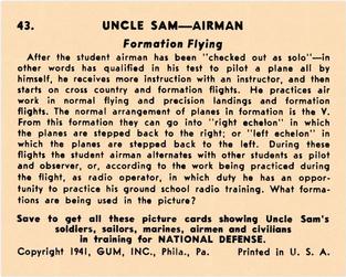 1941 Gum Inc. Uncle Sam (R157) #43 Formation Flying Back