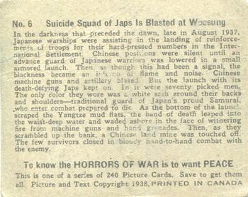 1938 O-Pee-Chee Horrors of War (V278) #6 Suicide Squad of Japs Is Blasted at Woosung Back