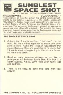 1975 Sunblest Space Shot #17 Space Repairs Back