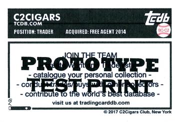 2017 C2Cigars TCDB Business Card - C2Cigars #BC-C2 C2Cigars Back