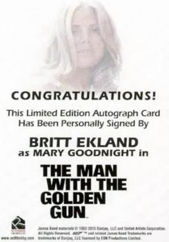 2017 Rittenhouse James Bond Archives Final Edition - Autographs #NNO Britt Ekland Back