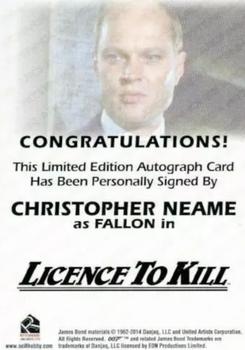 2017 Rittenhouse James Bond Archives Final Edition - Autographs #NNO Christopher Neame Back
