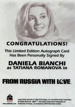 2017 Rittenhouse James Bond Archives Final Edition - Autographs #NNO Daniela Bianchi Back
