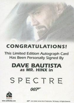 2017 Rittenhouse James Bond Archives Final Edition - Autographs #NNO Dave Bautista Back
