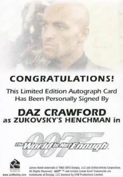2017 Rittenhouse James Bond Archives Final Edition - Autographs #NNO Daz Crawford Back