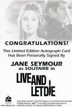 2017 Rittenhouse James Bond Archives Final Edition - Autographs #NNO Jane Seymour Back