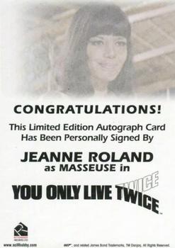 2017 Rittenhouse James Bond Archives Final Edition - Autographs #NNO Jeanne Roland Back