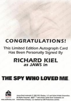 2017 Rittenhouse James Bond Archives Final Edition - Autographs #NNO Richard Kiel Back
