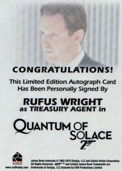 2017 Rittenhouse James Bond Archives Final Edition - Autographs #NNO Rufus Wright Back