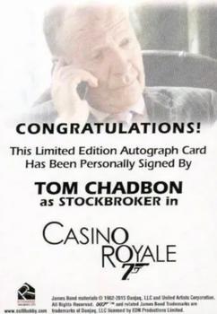 2017 Rittenhouse James Bond Archives Final Edition - Autographs #NNO Tom Chadbon Back