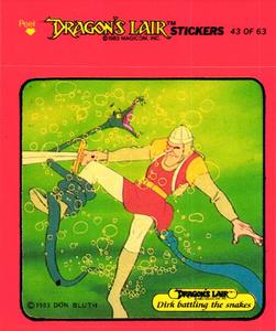 1984 Fleer Dragon's Lair #43 Dirk Battling The Snakes Front