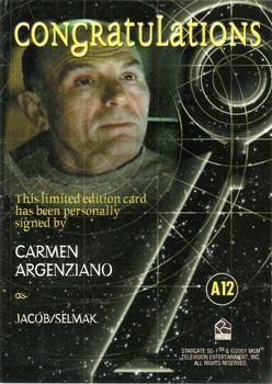 2002 Rittenhouse Stargate SG-1 Season 4 - Autographs #A12 Carmen Argenziano Back