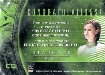 2002 Rittenhouse Stargate SG-1 Season 4 - From the Archives Costume Relics #C9 Anise / Freya Back