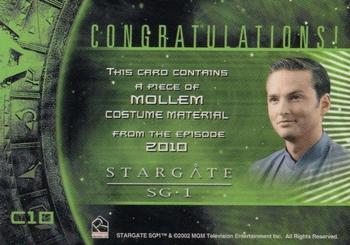2002 Rittenhouse Stargate SG-1 Season 4 - From the Archives Costume Relics #C10 Mollem Back