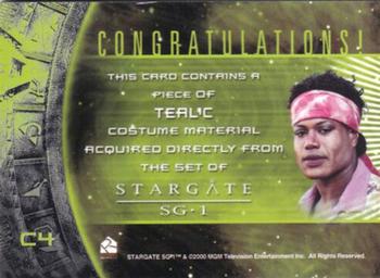 2002 Rittenhouse Stargate SG-1 Season 4 - From the Archives Costume Relics #C4 Teal'c Back