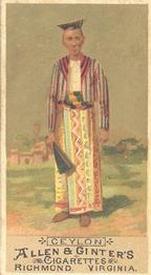 1886 Allen & Ginter Natives in Costume (N16) #NNO Ceylon Front