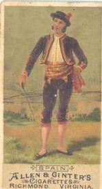 1886 Allen & Ginter Natives in Costume (N16) #NNO Spain Front