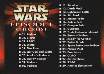 1999 Ikon Collectables Star Wars: Episode 1 #NNO Checklist Front