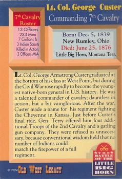 1994 Old West Legacy Publishing Little Big Horn #1 Lt. Col. George Custer Back