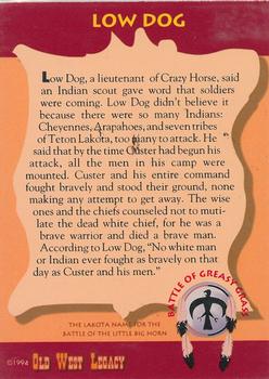 1994 Old West Legacy Publishing Little Big Horn #6 Low Dog Back