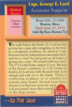 1994 Old West Legacy Publishing Little Big Horn #19 Capt. George E. Lord Back