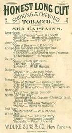 1887 Honest Long Cut Sea Captains (N127) #NNO T. Cook Back