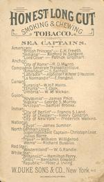 1887 Honest Long Cut Sea Captains (N127) #NNO Wm. McMickan Back