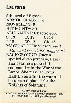 1991 TSR Advanced Dungeons & Dragons - Dragon Magazine #160 #15 Laurana Back