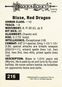 1991 TSR Advanced Dungeons & Dragons - Dragon Magazine #171 #216 Blaze, Red Dragon Back