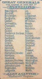 1888 Allen & Ginter Great Generals (N15) #NNO George Crook Back