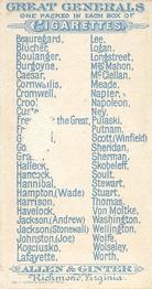 1888 Allen & Ginter Great Generals (N15) #NNO Henry Halleck Back