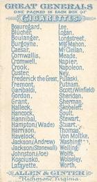 1888 Allen & Ginter Great Generals (N15) #NNO Wade Hampton Back