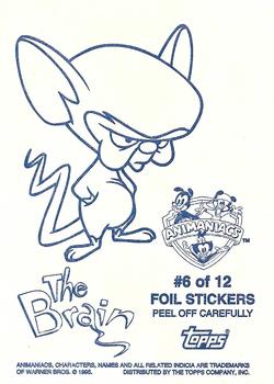 1995 Topps Animaniacs - Foil Stickers #6 The Brain Back