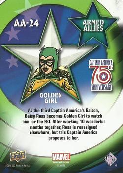 2016 Upper Deck Captain America 75th Anniversary - Armed Allies #AA-24 Golden Girl Back