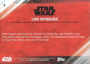 2017 Topps Star Wars: The Last Jedi - Blue #2 Luke Skywalker Back